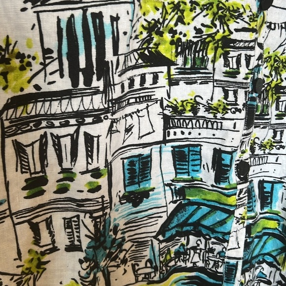 100% Linen LANTANA CASUALS Artsy Abstract Print Button Down | L - Picture 5 of 9